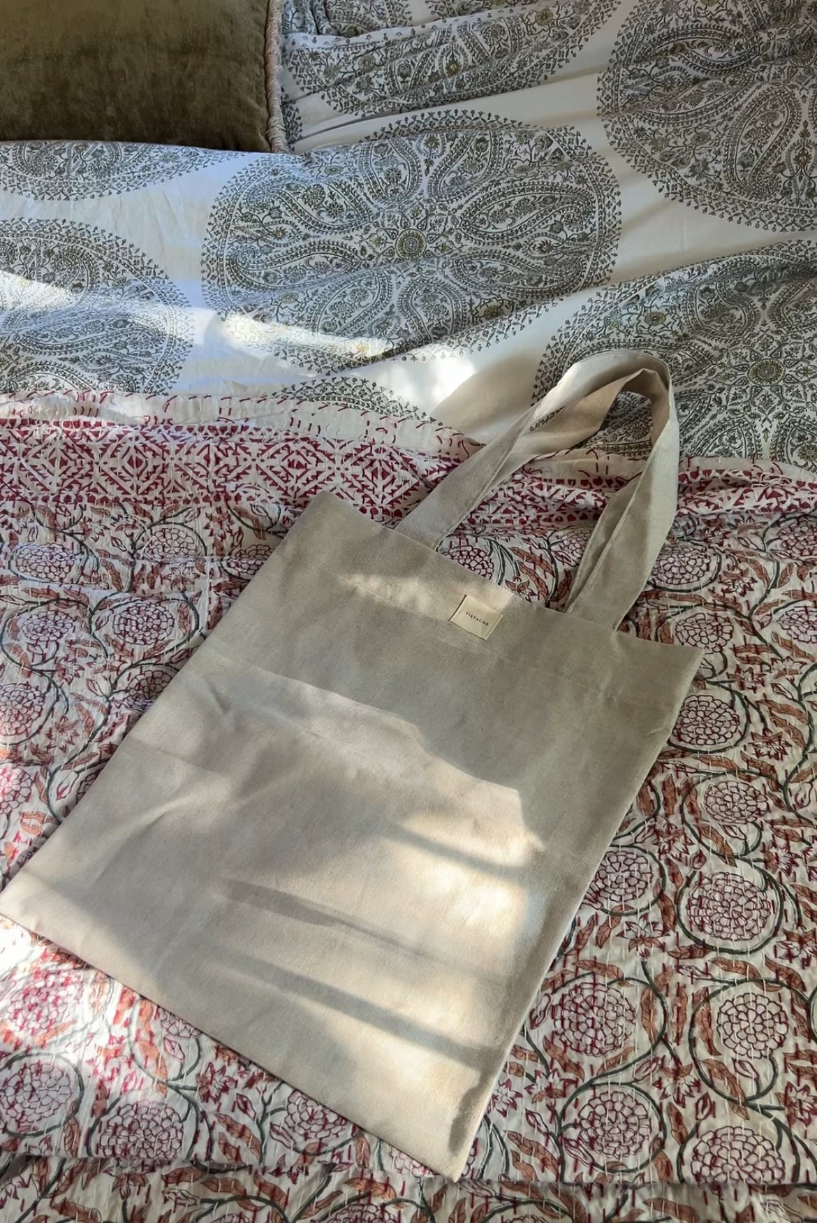 Handmade pistache totebag