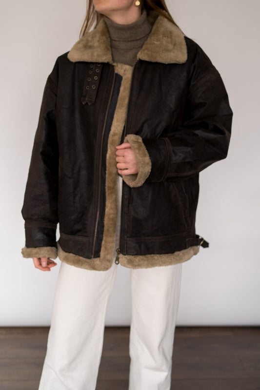 Oversized shearling coat
